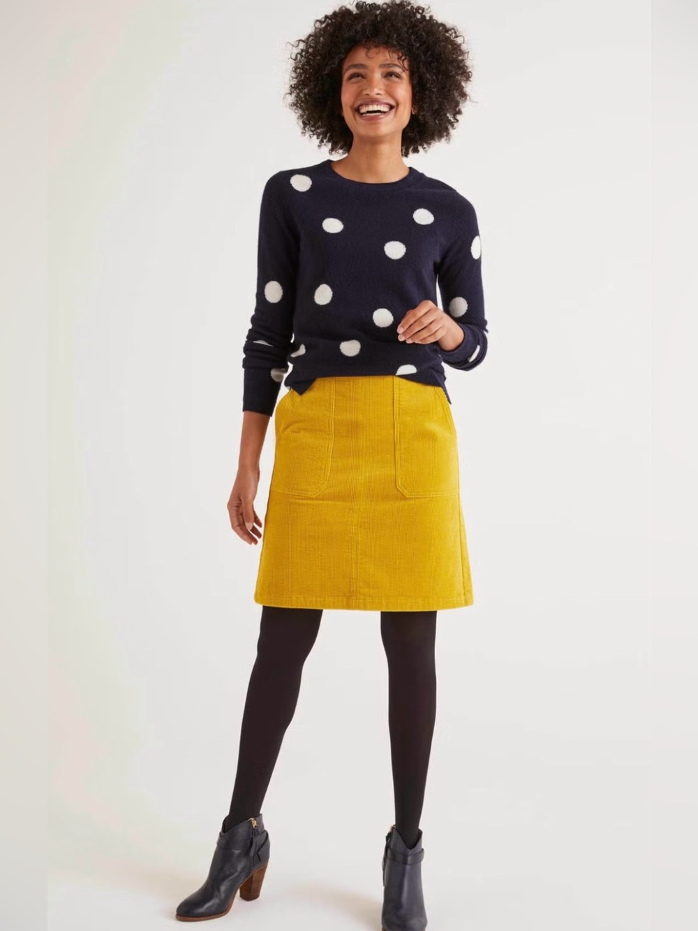 Boden Marigold Yellow Soft Felted Velour Patch Pocket Lined A Line Mini Skirt